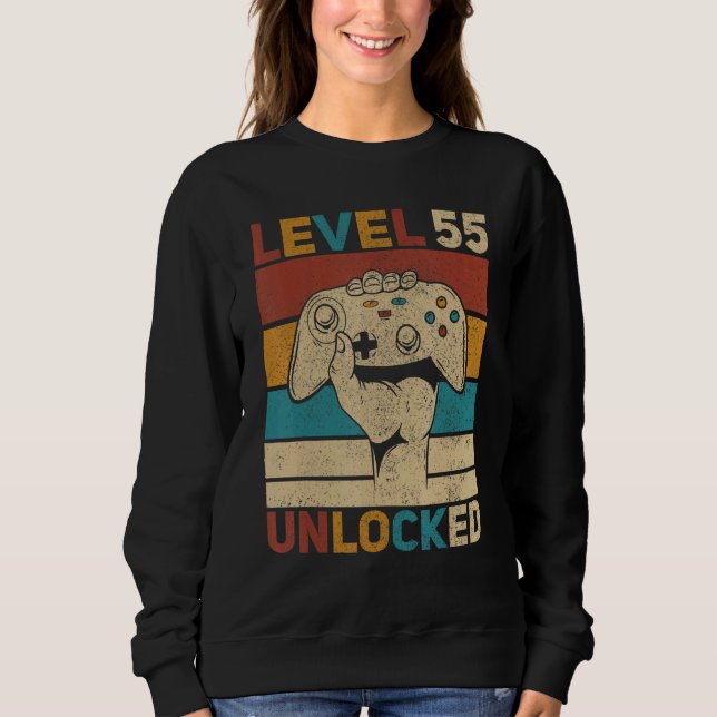 Sweatshirt Niveau 55 Déverrouillé 55e anniversaire 55 ans Jou (Devant)