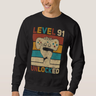 Sweatshirt Niveau 91 Déverrouillé 91e anniversaire Jeu âgé de