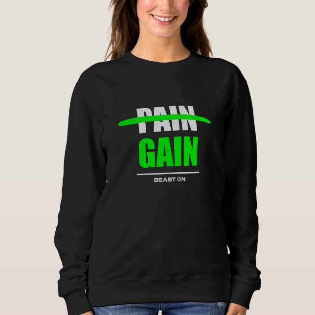 Sweatshirt No Pain no Gain green Workout Fitness Motivation G (Devant)