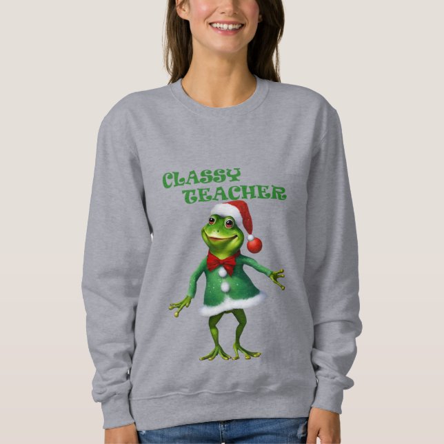 Sweatshirt noël23, grenouille, enseignant, IA générée (Devant)