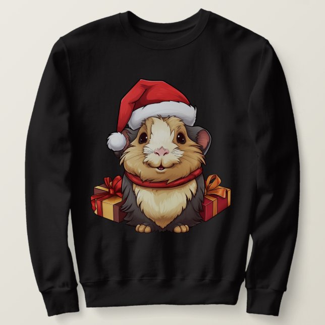 Sweatshirt Noël au porc de Guinée (Design devant)