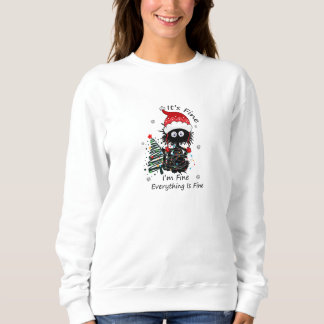 Sweatshirt Noël Chat noir C'est bon Je vais bien 