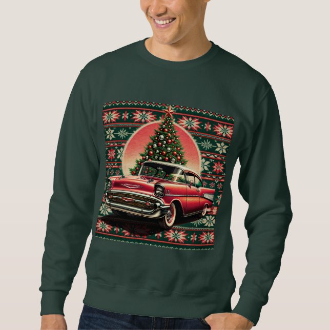 Sweatshirt noël Chevrolet BEL AIR 1957 (Devant)