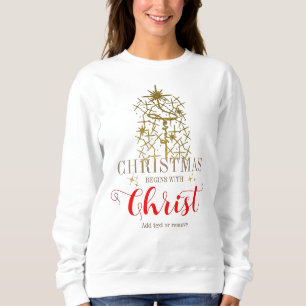 Sweatshirt Noël commence avec Christ Jésus Croix chrétien