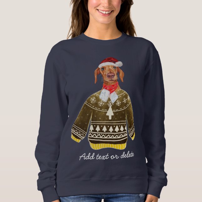 Sweatshirt Noël Crème Dachshund Vilain Noël Weiner Chien Mama (Devant)
