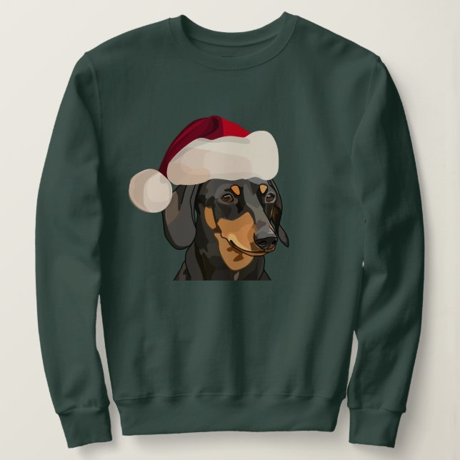 Sweatshirt Noël de teckel de Père Noël (Design devant)
