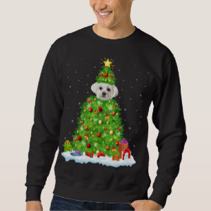 Sweatshirt Noël Décorations Lumières Père Noël Chien Maltais 