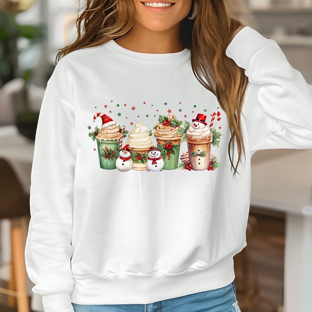 Sweatshirt Noël des femmes Snowman Café Noël (Créateur téléchargé)