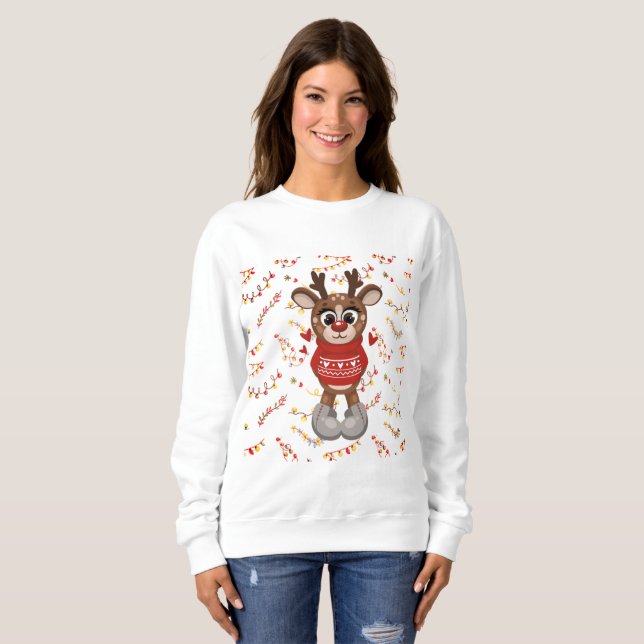 Sweatshirt Noël des mignons rennes (Devant entier)
