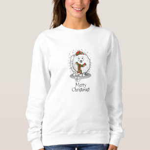 Sweatshirt Noël d'hiver Poméranien (blanc) Écharpe de chien N