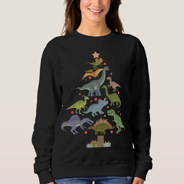 Sweatshirt Noël Dinosaure Arbre Famille Saurus Noël (Devant)