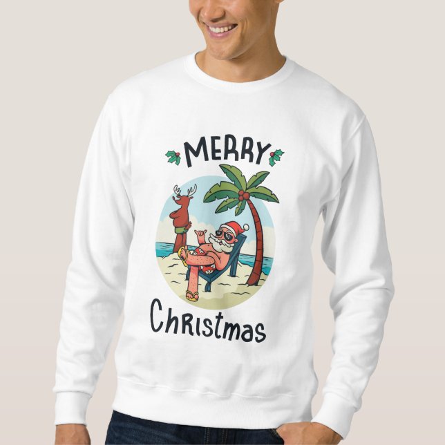 Sweatshirt Noël en juillet Carré Sticker Carte postale (Devant)