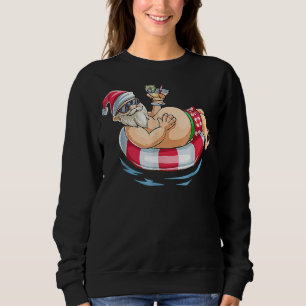 Sweatshirt Noël En Juillet Hawaii Père Noël Floatie Été