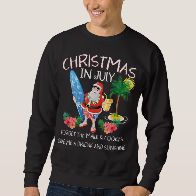 Sweatshirt Noël En Juillet Pool Party Père Noël (Devant)