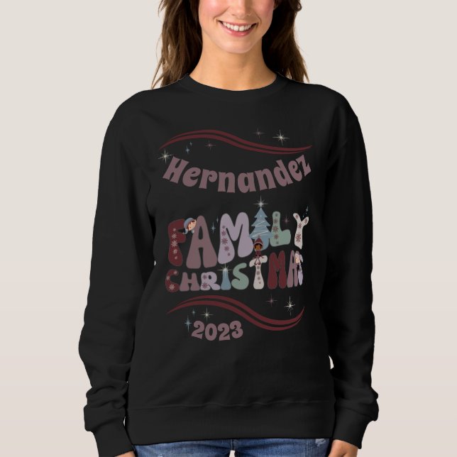Sweatshirt Noël familial personnalisé Cute Retro (Devant)