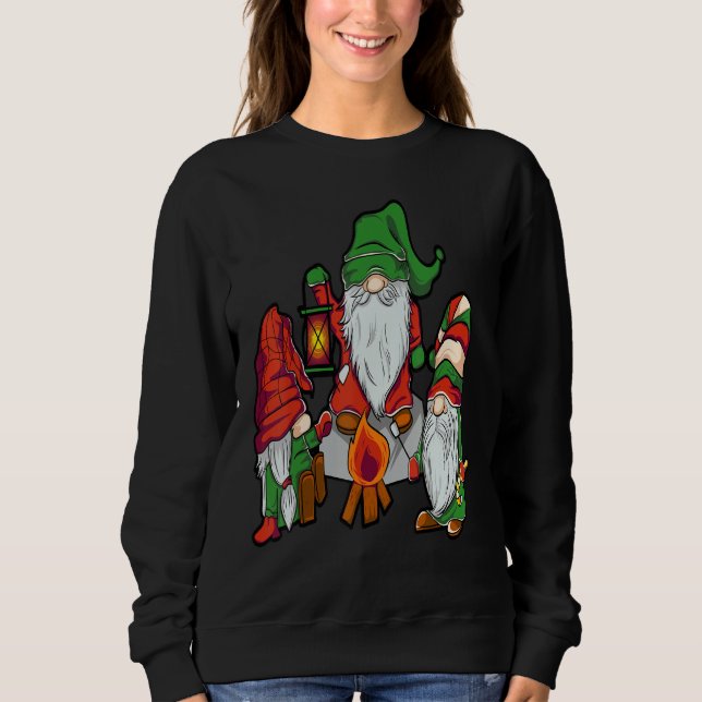 Sweatshirt Noël Festif Vert Et Rouge Gnome Scandinave (Devant)