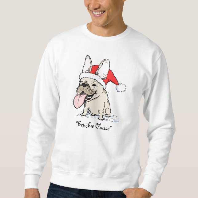 Sweatshirt Noël humoristique de chien de Frenchie de vacances (Devant)