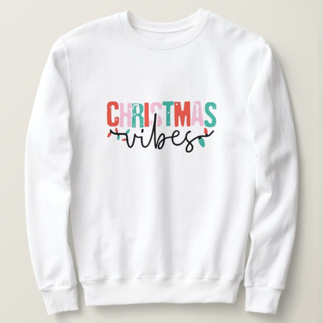 Sweatshirt noël, joyeux et lumineux, joyeux, moderne, rétro t (Design devant)