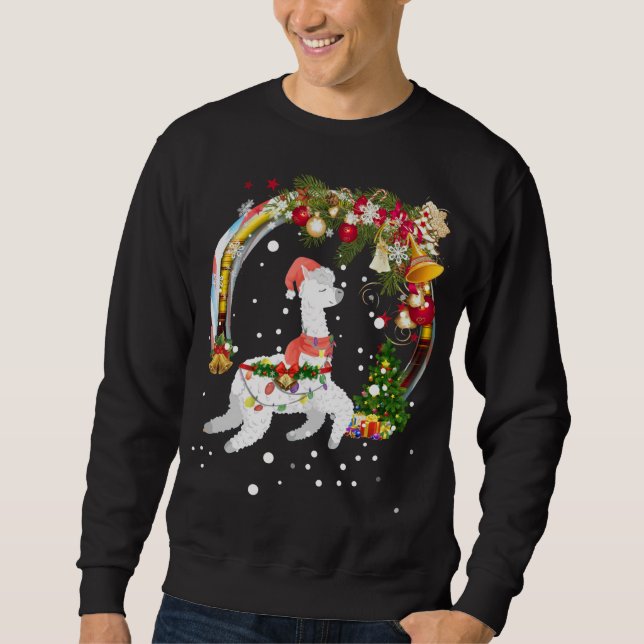 Sweatshirt Noël Llama Santa Hat Ugly Xmas Arbre Alpaca (Devant)