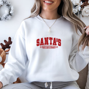 Sweatshirt Noël moderne Red Père Noël l'impression préférée