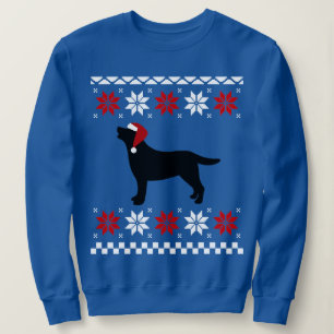 Sweatshirt Noël noir de Père Noël de silhouette de Labrador