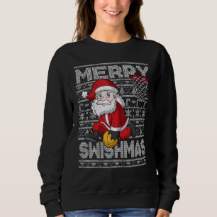 Sweatshirt Noël Père Noël Basketball Joyeux Swishmas Fu