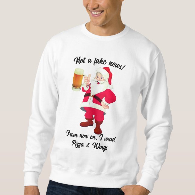 Sweatshirt Noël Père Noël Beer Wings Drôle Amateur de bière (Devant)