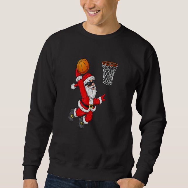 Sweatshirt Noël Père Noël Dunking Basketball (Devant)