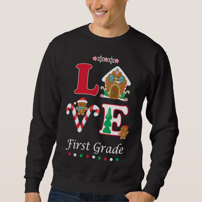 Sweatshirt Noël Première année de vacances Enseignants Étudia (Devant)