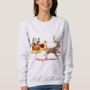 Sweatshirt Noël Rouge or Père Noël Sleigh Reindee vacances