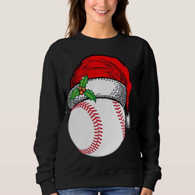 Sweatshirt Noël Santa Hat Baseball Sport Drôle Cadeau (Devant)