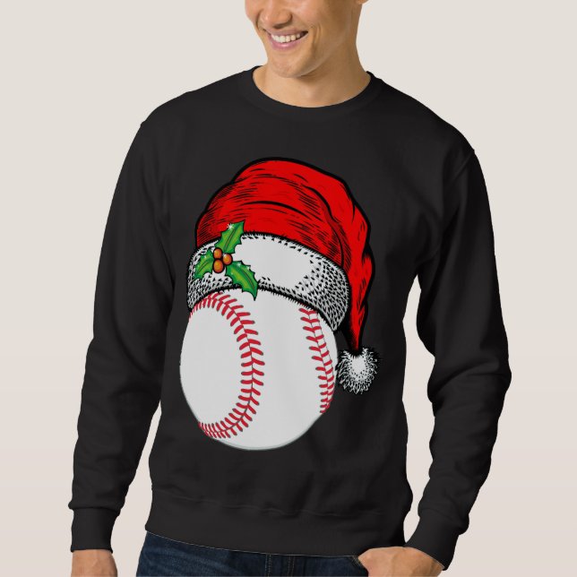 Sweatshirt Noël Santa Hat Baseball Sport Drôle Cadeau (Devant)