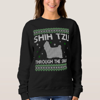 Sweatshirt Noël Shih Tzu À Travers La Neige
