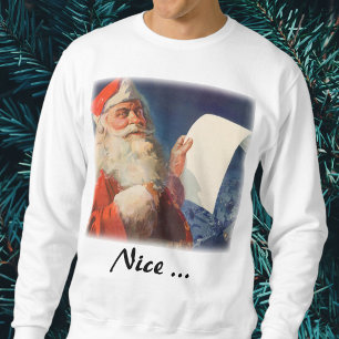 Sweatshirt Noël vintage, Père Noël Liste des gentils et des m
