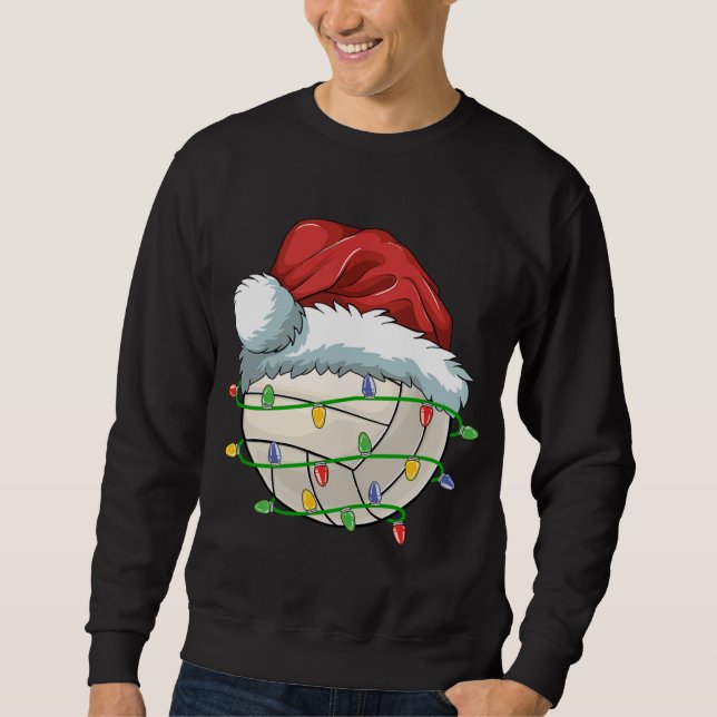 Sweatshirt Noël Volley-ball Ball Santa Hat Lumière Drôle Sp (Devant)
