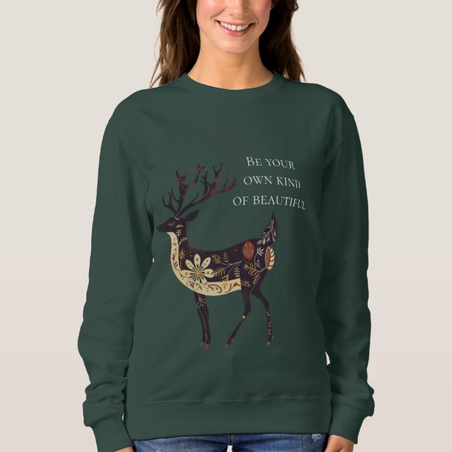 Sweatshirt Noël Whimsical Brown Deer (Devant)