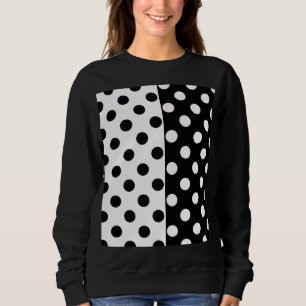 Sweatshirt Noir Blanc demi-couleur fractionné en Pois Inverse