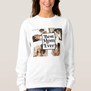 Sweatshirt Noir Blanc Meilleure Maman Jamais Photo personnali