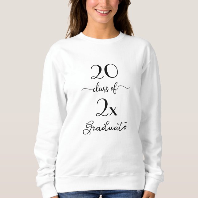 Sweatshirt Noir Blanc Script Classe De L'Année Diplômée (Devant)