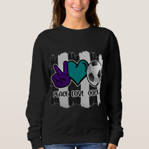Sweatshirt Noir et blanc Striped Peace Love Soccer