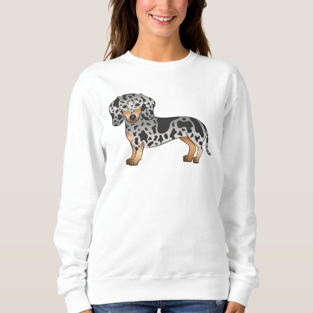 Sweatshirt Noir Et Tan Dapper Cheveux Courte Dachshund Mignon (Devant)