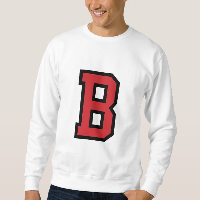 Sweatshirt Noir rouge de la lettre B | du sport | de fac (Devant)