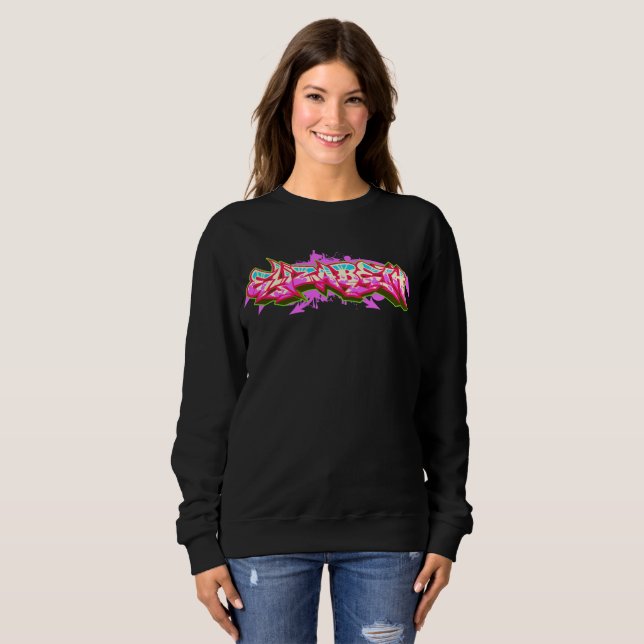 Sweatshirt Noir Streetwear de graffiti d'Elizabeth (Devant entier)