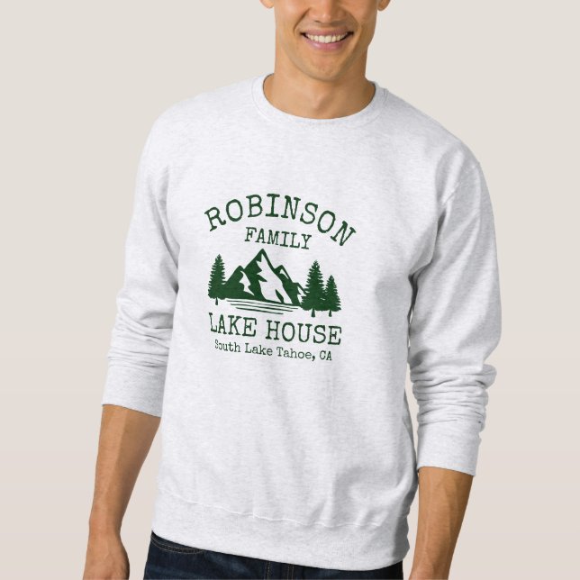 Sweatshirt Nom de famille Lake House Forest Green Silhouette (Devant)