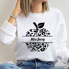 Sweatshirt Nom de pomme personnalisé pour enseignant, Enseign