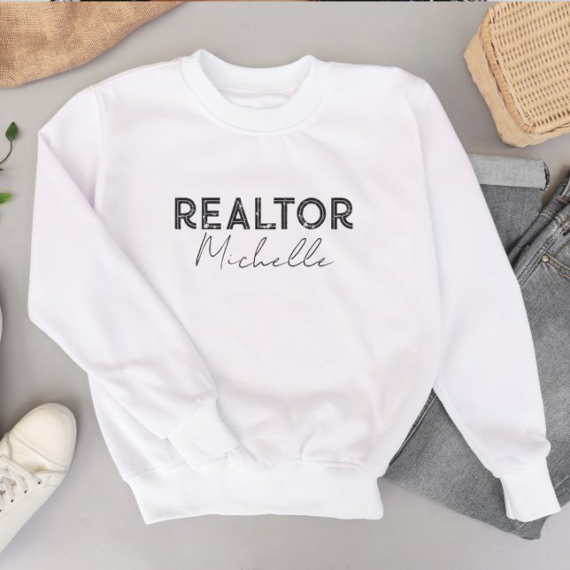 Sweatshirt Nom du script de l'agent immobilier Realtor (Real Estate Agent Realtor Retro Script Name Sweatshirt)