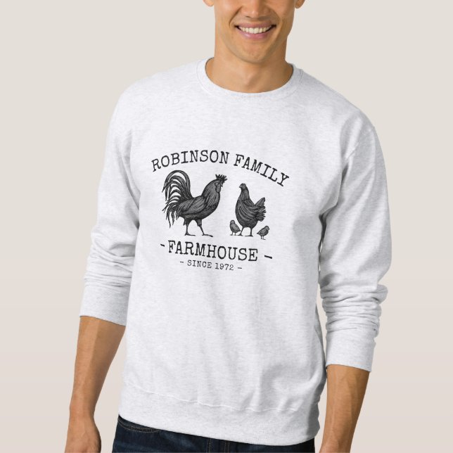 Sweatshirt Nom Famille Ferme Hen Chicks Rooster (Devant)