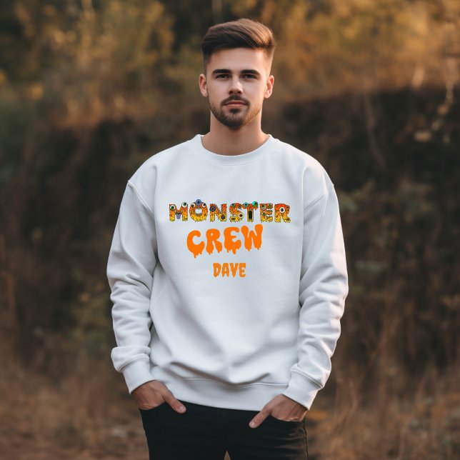 Sweatshirt Nom personnalisé de l'équipage Monster Halloween (Créateur téléchargé)