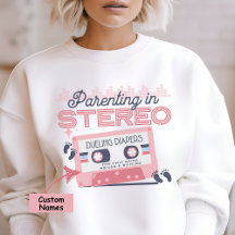 Nom personnalisé Twin maman sweatshirt, cassette r