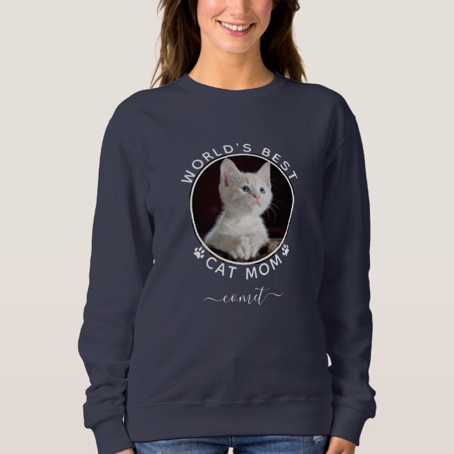 Sweatshirt Nom photo du chat mignon Empreintes de pattes blan (Devant)
